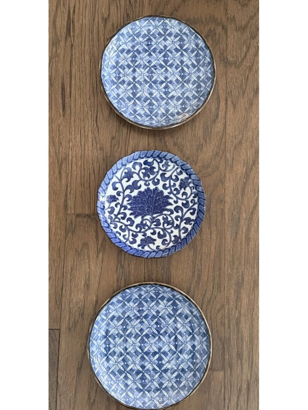 Blue and White Decor Plate Wall Sculpture Plates Set - 3 pieces